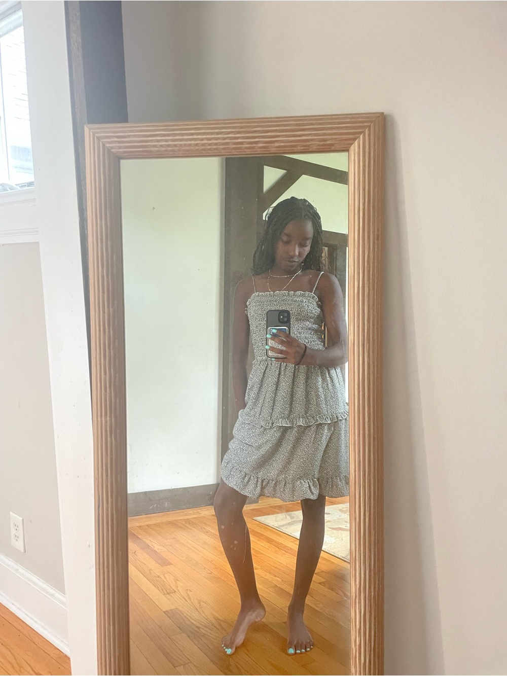 Sienna Sky Smocked Mini Dress - Black & White Print - Picture 2 of 4